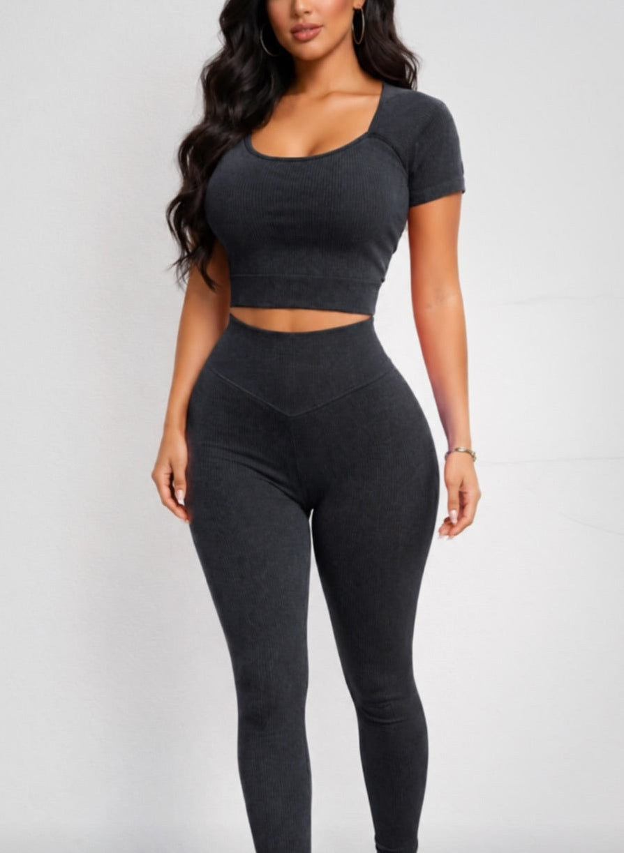 charcoal gray 2 piece legging set